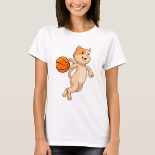 Cat as Basketball player with Basketball T-Shirt