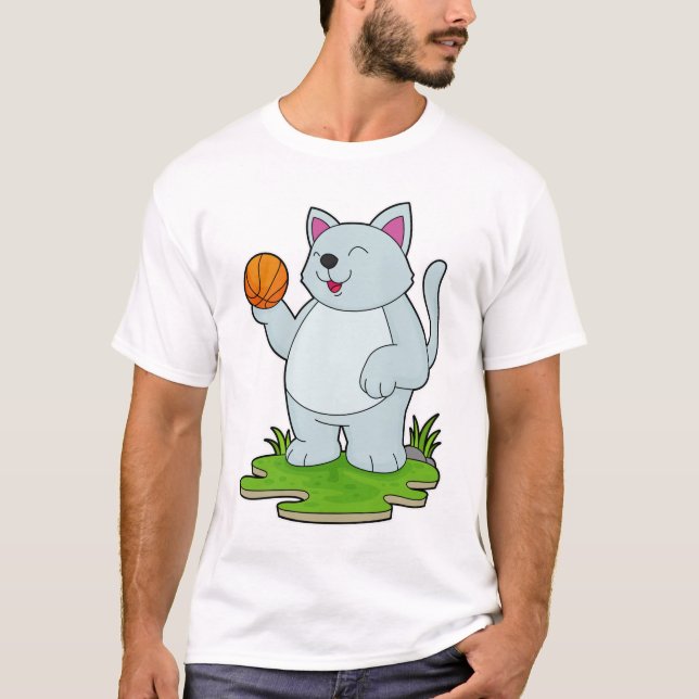 Cat as Basketball player with Basketball T-Shirt (Front)