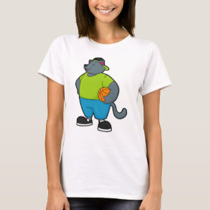 Cat as Basketball player with Basketball T-Shirt