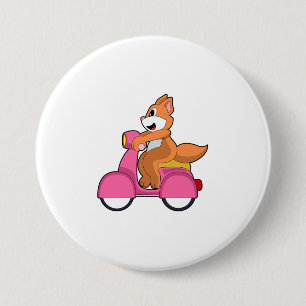 Cat as Biker with Scooter.PNG 3 Inch Round Button