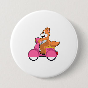 Cat as Biker with Scooter.PNG 3 Inch Round Button