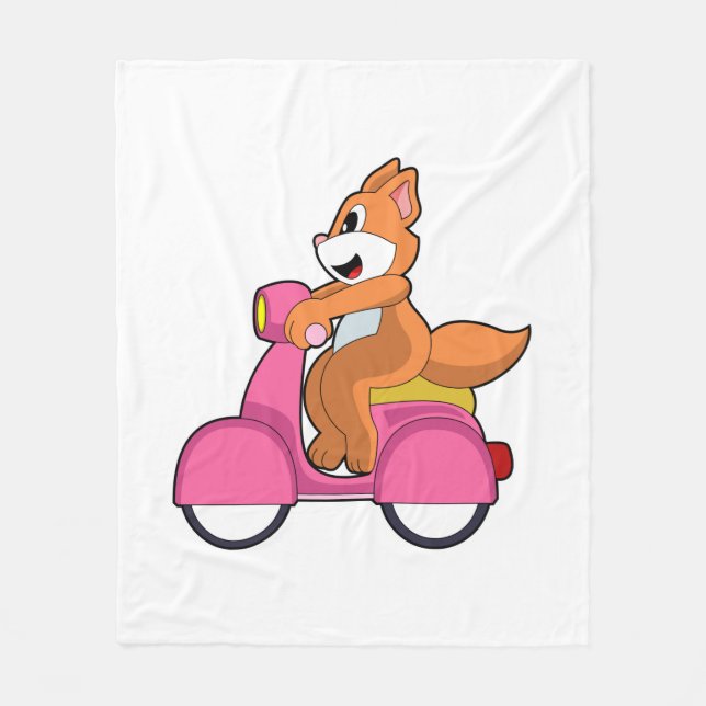 Cat as Biker with Scooter.PNG Fleece Blanket (Front)