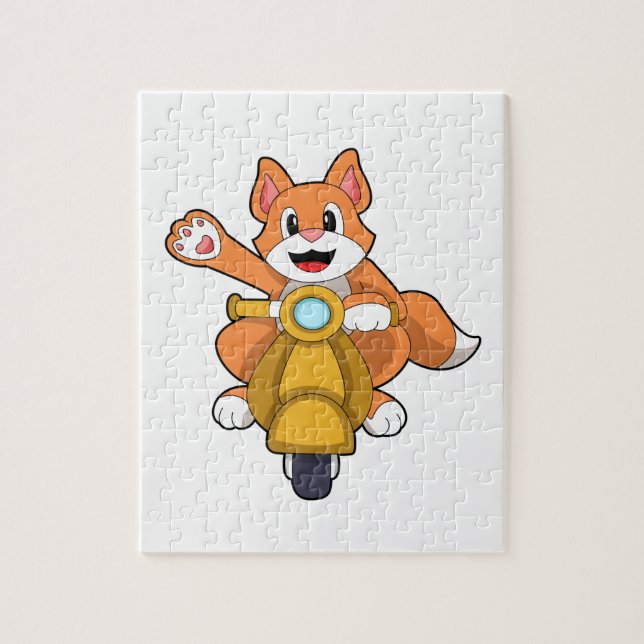Cat as Biker with Scooter.PNG Jigsaw Puzzle (Vertical)