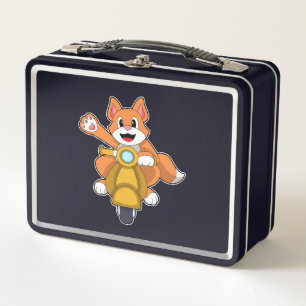 Cat as Biker with Scooter.PNG Metal Lunch Box