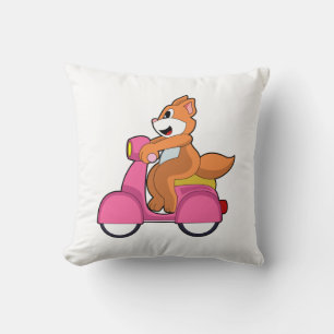 Cat as Biker with Scooter.PNG Throw Pillow