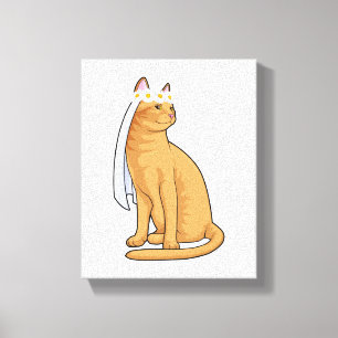 Cat as Bride with Veil Canvas Print