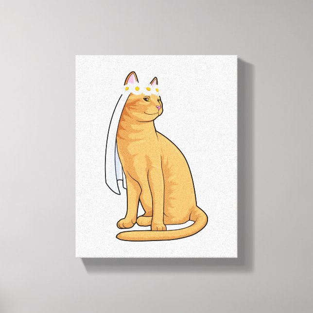 Cat as Bride with Veil Canvas Print (Front)