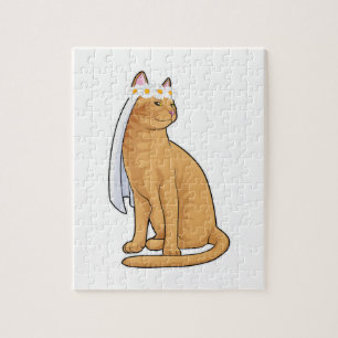 Cat as Bride with Veil Jigsaw Puzzle