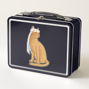 Cat as Bride with Veil Metal Lunch Box