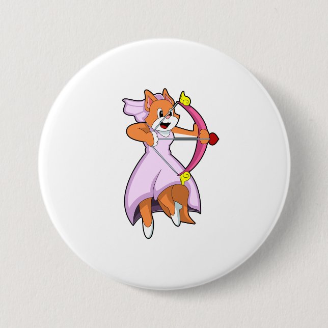 Cat as Bride with Wedding dress.PNG 3 Inch Round Button (Front)