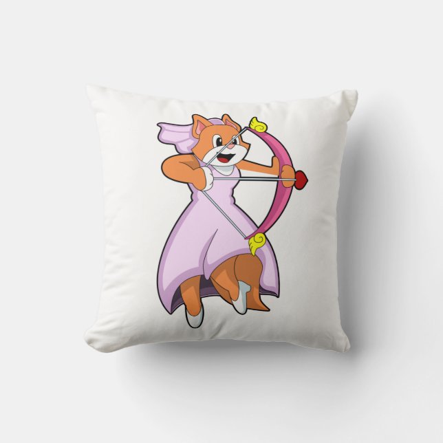 Cat as Bride with Wedding dress.PNG Throw Pillow (Front)