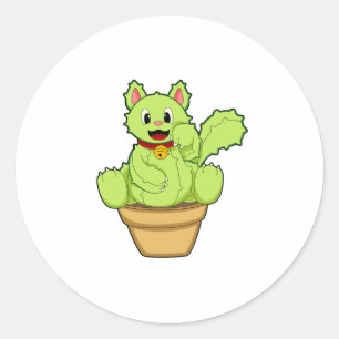 Cat as Cactus Classic Round Sticker