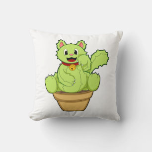 Cat as Cactus Throw Pillow