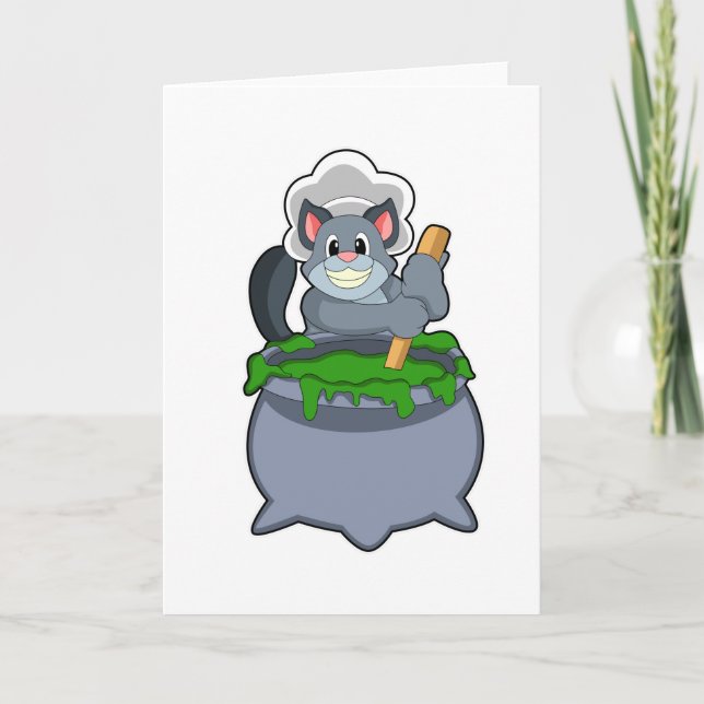Cat as Cook with Magic potion Card (Front)