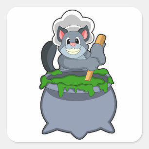 Cat as Cook with Magic potion Square Sticker
