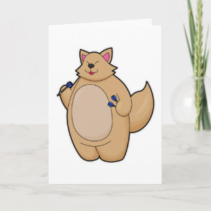 Cat as Dart player with Darts Card