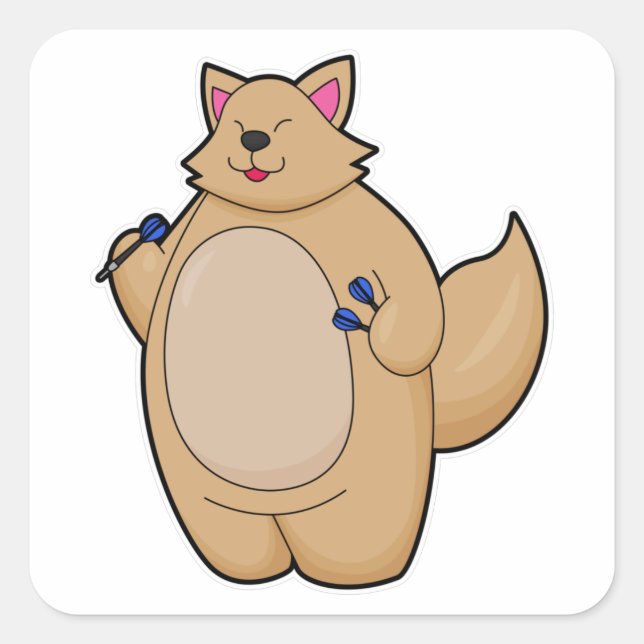 Cat as Dart player with Darts Square Sticker (Front)