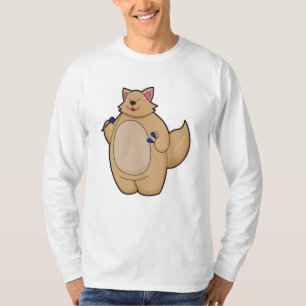Cat as Dart player with Darts T-Shirt