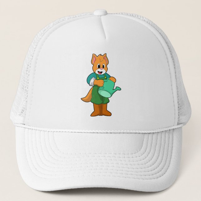 Cat as Farmer with Watering can Trucker Hat (Front)