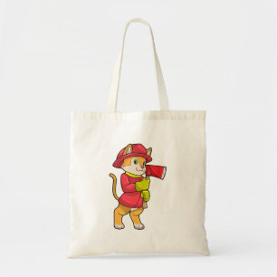 Cat as Firefighter with Ax Tote Bag