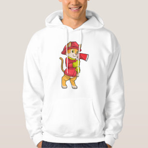 Cat as Firefighter with Axe Hoodie