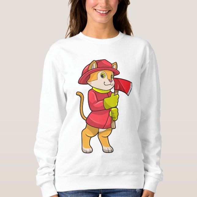 Cat as Firefighter with Axe Sweatshirt (Front)
