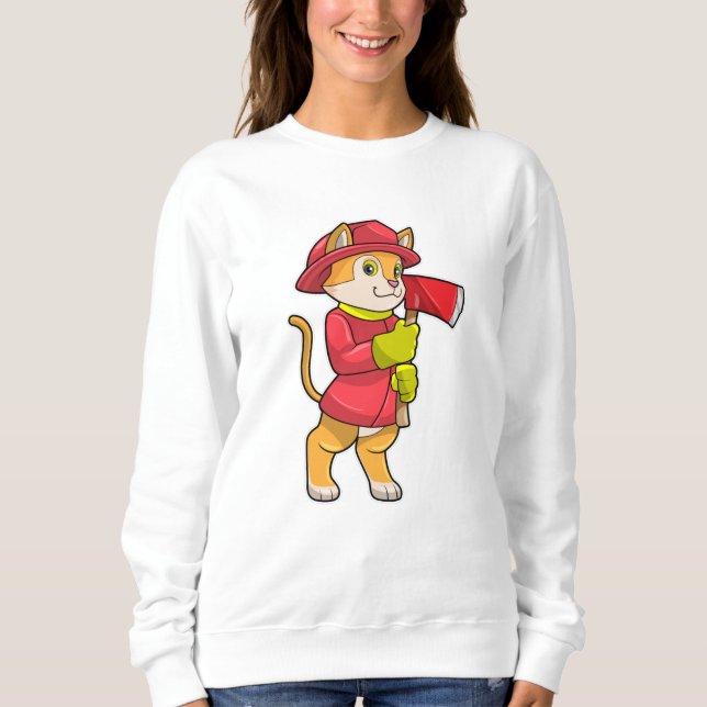 Cat as Firefighter with Axe Sweatshirt (Front)