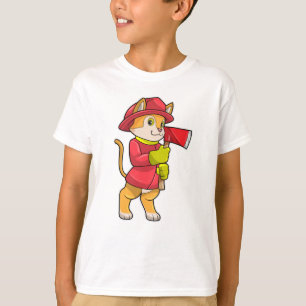 Cat as Firefighter with Axe T-Shirt