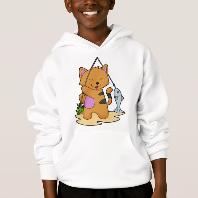 Cat as Fisher with Fishing rod & Fish (Front)