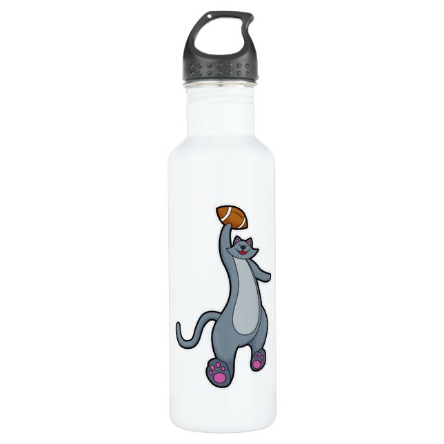 Cat as Football player with Football 710 Ml Water Bottle (Front)