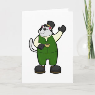 Cat as Groom with Coffee & Hat Card