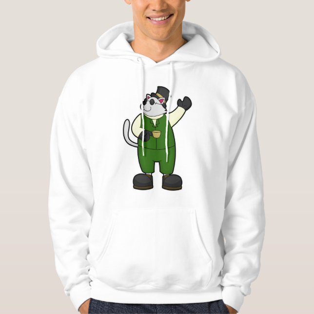 Cat as Groom with Coffee & Hat Hoodie (Front)