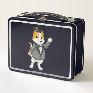 Cat as Groom with Ribbon Metal Lunch Box