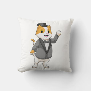 Cat as Groom with Ribbon Throw Pillow