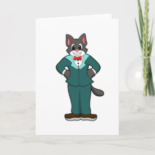 Cat as Groom with Suit & Ribbon Card