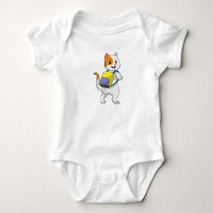 Cat as Hiker with Backpack Baby Bodysuit