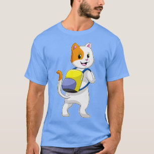 Cat as Hiker with Backpack T-Shirt