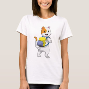 Cat as Hiker with Backpack T-Shirt