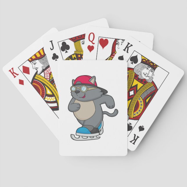 Cat as Ice Skater with Ice skates Playing Cards (Back)