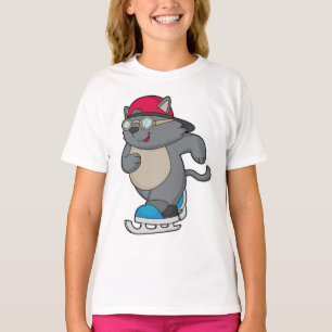 Cat as Ice Skater with Ice skates T-Shirt
