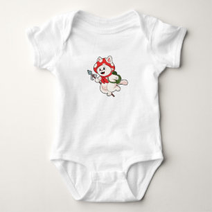 Cat as Mushroom picker with Mushroom Baby Bodysuit