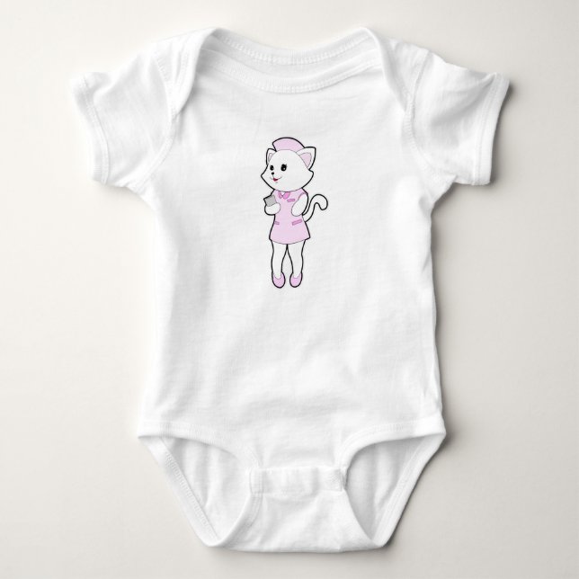 Cat as Nurse with Notepad Baby Bodysuit (Front)