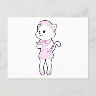 Cat as Nurse with Notepad Postcard