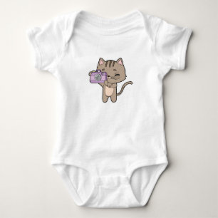 Cat as Photographer with Camera Baby Bodysuit