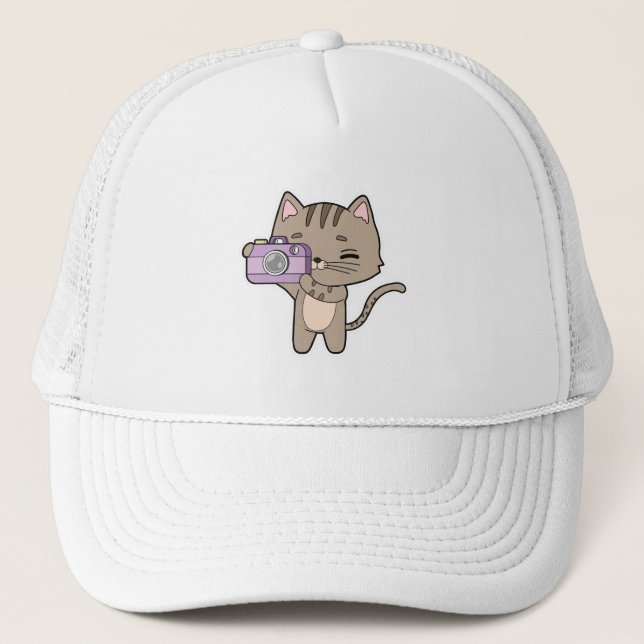 Cat as Photographer with Camera Trucker Hat (Front)