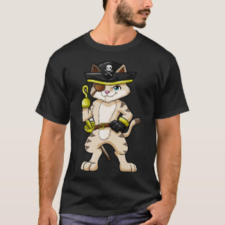 Cat as pirate with dagger and sabre T-Shirt