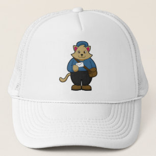 Cat as Postman with Envelope & Bag Trucker Hat