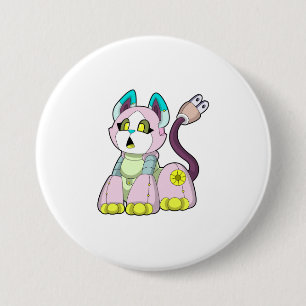 Cat as Robot 3 Inch Round Button