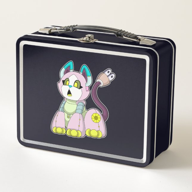 Cat as Robot Metal Lunch Box (Front)