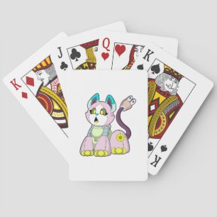 Cat as Robot Playing Cards